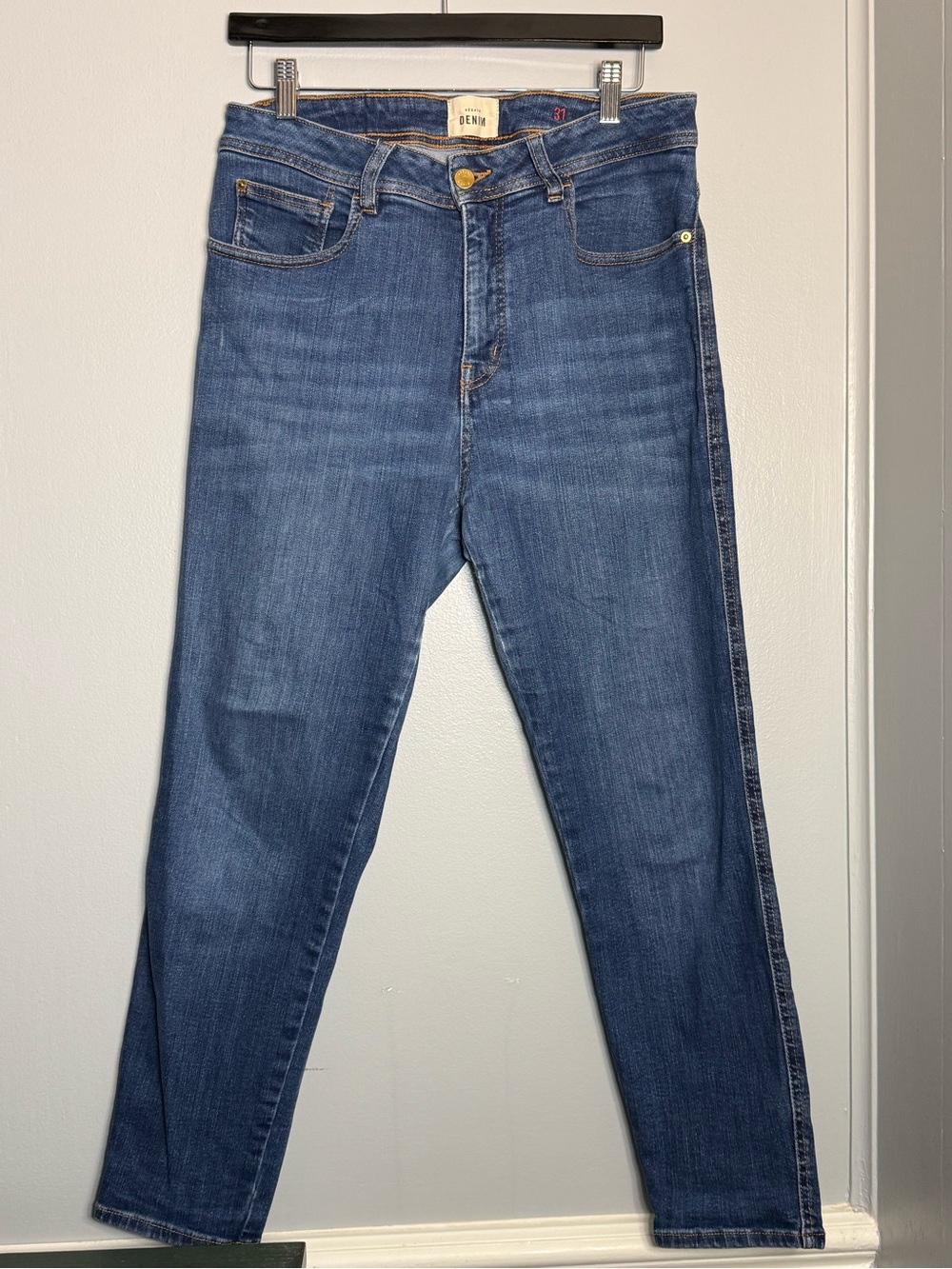40. Sézane Mid-Blue High-Rise Straight Leg Jeans